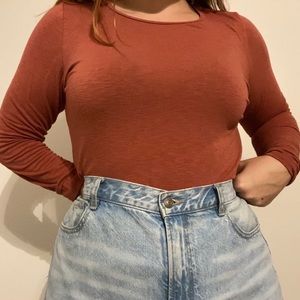 burnt orange aerie long sleeved top